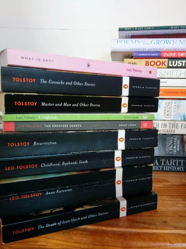 My collection of Tolstoy's novels, essays and short stories