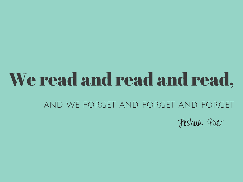 Joshua Foer on reading and forgetting